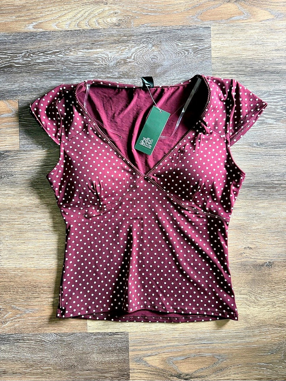 Wild Fable Polka Dot Blouse in Purple & White Size Medium NWT